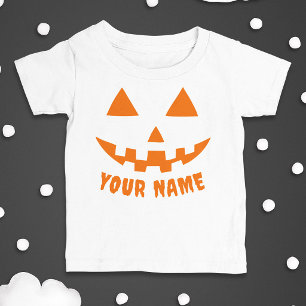 Personalisiert Orange Pumpkin Halloween Dein Name Baby T-shirt