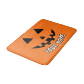 Personalisiert Orange Pumpkin Halloween Dein Name Badematte (Schrägansicht)