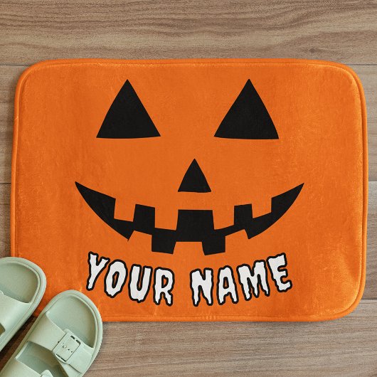 Personalisiert Orange Pumpkin Halloween Dein Name Badematte