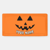 Personalisiert Orange Pumpkin Halloween Dein Name Banner (Horizontal)