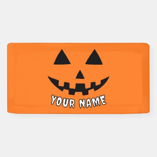 Personalisiert Orange Pumpkin Halloween Dein Name Banner (Horizontal)