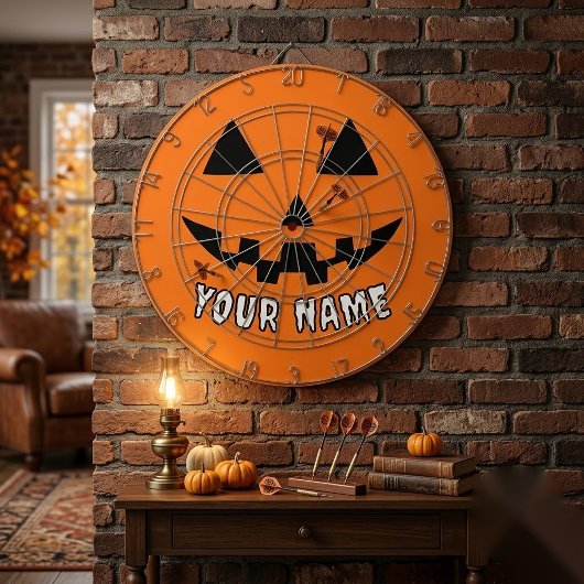 Personalisiert Orange Pumpkin Halloween Dein Name Dartscheibe
