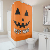 Personalisiert Orange Pumpkin Halloween Dein Name Duschvorhang (Beispiel)