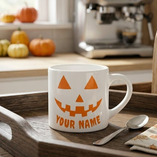 Personalisiert Orange Pumpkin Halloween Dein Name Espressotasse