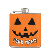 Personalisiert Orange Pumpkin Halloween Dein Name Flachmann (Vorderseite)