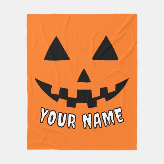 Personalisiert Orange Pumpkin Halloween Dein Name Fleecedecke (Vorderseite)