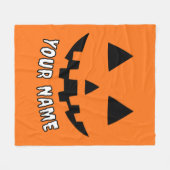 Personalisiert Orange Pumpkin Halloween Dein Name Fleecedecke (Vorderseite (Horizontal))