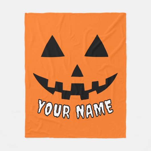 Personalisiert Orange Pumpkin Halloween Dein Name Fleecedecke (Vorderseite)