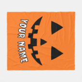 Personalisiert Orange Pumpkin Halloween Dein Name Fleecedecke (Vorderseite (Horizontal))