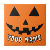 Personalisiert Orange Pumpkin Halloween Dein Name Fliese (Vorderseite)