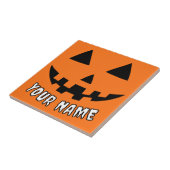 Personalisiert Orange Pumpkin Halloween Dein Name Fliese (Seite)