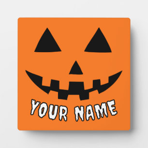 Personalisiert Orange Pumpkin Halloween Dein Name Fotoplatte