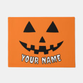 Personalisiert Orange Pumpkin Halloween Dein Name Fußmatte (Vorderseite)