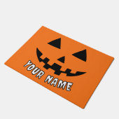 Personalisiert Orange Pumpkin Halloween Dein Name Fußmatte (Schrägansicht)