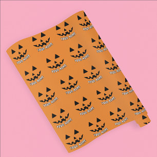 Personalisiert Orange Pumpkin Halloween Dein Name Geschenkpapier