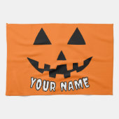 Personalisiert Orange Pumpkin Halloween Dein Name Geschirrtuch (Horizontal)