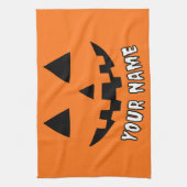 Personalisiert Orange Pumpkin Halloween Dein Name Geschirrtuch (Vertikal)