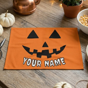 Personalisiert Orange Pumpkin Halloween Dein Name Geschirrtuch