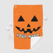 Personalisiert Orange Pumpkin Halloween Dein Name Golfhandtuch (Insitu)