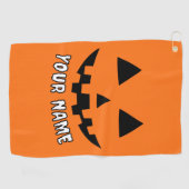 Personalisiert Orange Pumpkin Halloween Dein Name Golfhandtuch (Horizontal)