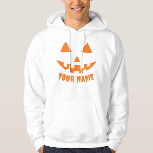 Personalisiert Orange Pumpkin Halloween Dein Name Hoodie (Vorderseite)