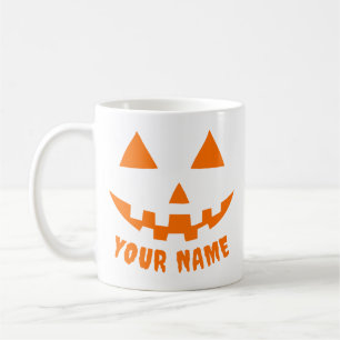 Personalisiert Orange Pumpkin Halloween Dein Name Kaffeetasse
