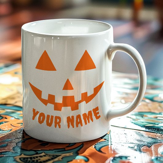 Personalisiert Orange Pumpkin Halloween Dein Name Kaffeetasse