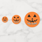 Personalisiert Orange Pumpkin Halloween Dein Name Konfetti (Vorderseiten)