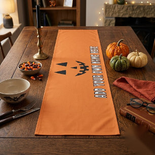 Personalisiert Orange Pumpkin Halloween Dein Name Kurzer Tischläufer