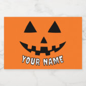 Personalisiert Orange Pumpkin Halloween Dein Name Lebensmitteletikett (Einzelnes Label)