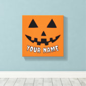 Personalisiert Orange Pumpkin Halloween Dein Name Leinwanddruck (Insitu (Holzboden))