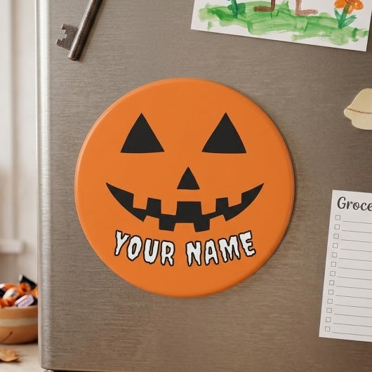 Personalisiert Orange Pumpkin Halloween Dein Name Magnet