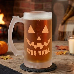 Personalisiert Orange Pumpkin Halloween Dein Name Mattglas Bierglas