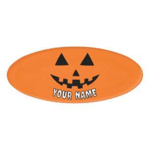 Personalisiert Orange Pumpkin Halloween Dein Name Namenschild