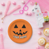 Personalisiert Orange Pumpkin Halloween Dein Name Pappteller (Party)