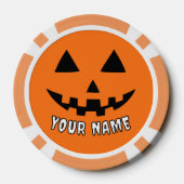 Personalisiert Orange Pumpkin Halloween Dein Name Pokerchips (Rückseite)