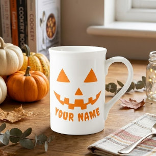 Personalisiert Orange Pumpkin Halloween Dein Name Porzellantasse