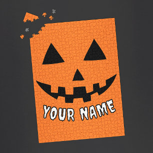 Personalisiert Orange Pumpkin Halloween Dein Name Puzzle