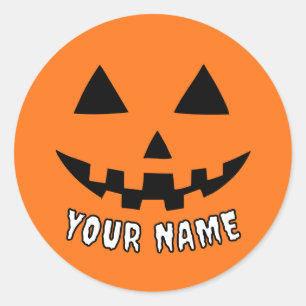 Personalisiert Orange Pumpkin Halloween Dein Name Runder Aufkleber