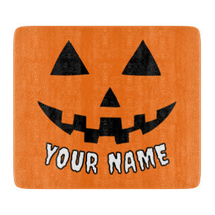 Personalisiert Orange Pumpkin Halloween Dein Name Schneidebrett