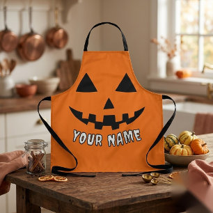 Personalisiert Orange Pumpkin Halloween Dein Name Schürze