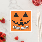 Personalisiert Orange Pumpkin Halloween Dein Name Serviette (Beispiel)