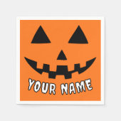 Personalisiert Orange Pumpkin Halloween Dein Name Serviette (Vorderseite)