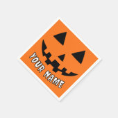Personalisiert Orange Pumpkin Halloween Dein Name Serviette (Ecke)