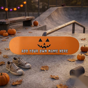 Personalisiert Orange Pumpkin Halloween Dein Name Skateboard