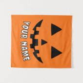 Personalisiert Orange Pumpkin Halloween Dein Name Wandteppich (Vorderseite (Horizontal))