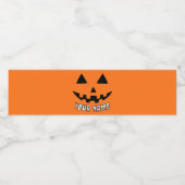 Personalisiert Orange Pumpkin Halloween Dein Name Wasserflaschenetikett (Einzelnes Label)