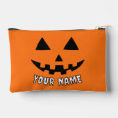 Personalisiert Orange Pumpkin Halloween Dein Name Zubehörtasche (Rückseite)