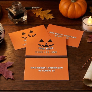 Personalisiert Orange Pumpkin Halloween Telefonnummerkarte