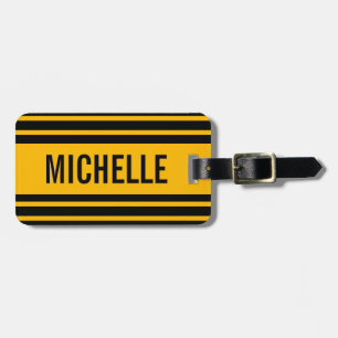 Personalisiert Orange Quad Stripe Gepäckanhänger